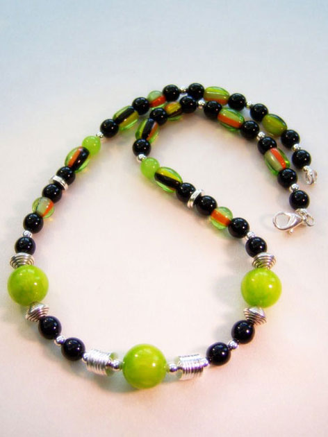 handmade beaded jewellery 509n - 20.5 inch handcrafted necklace, green jade